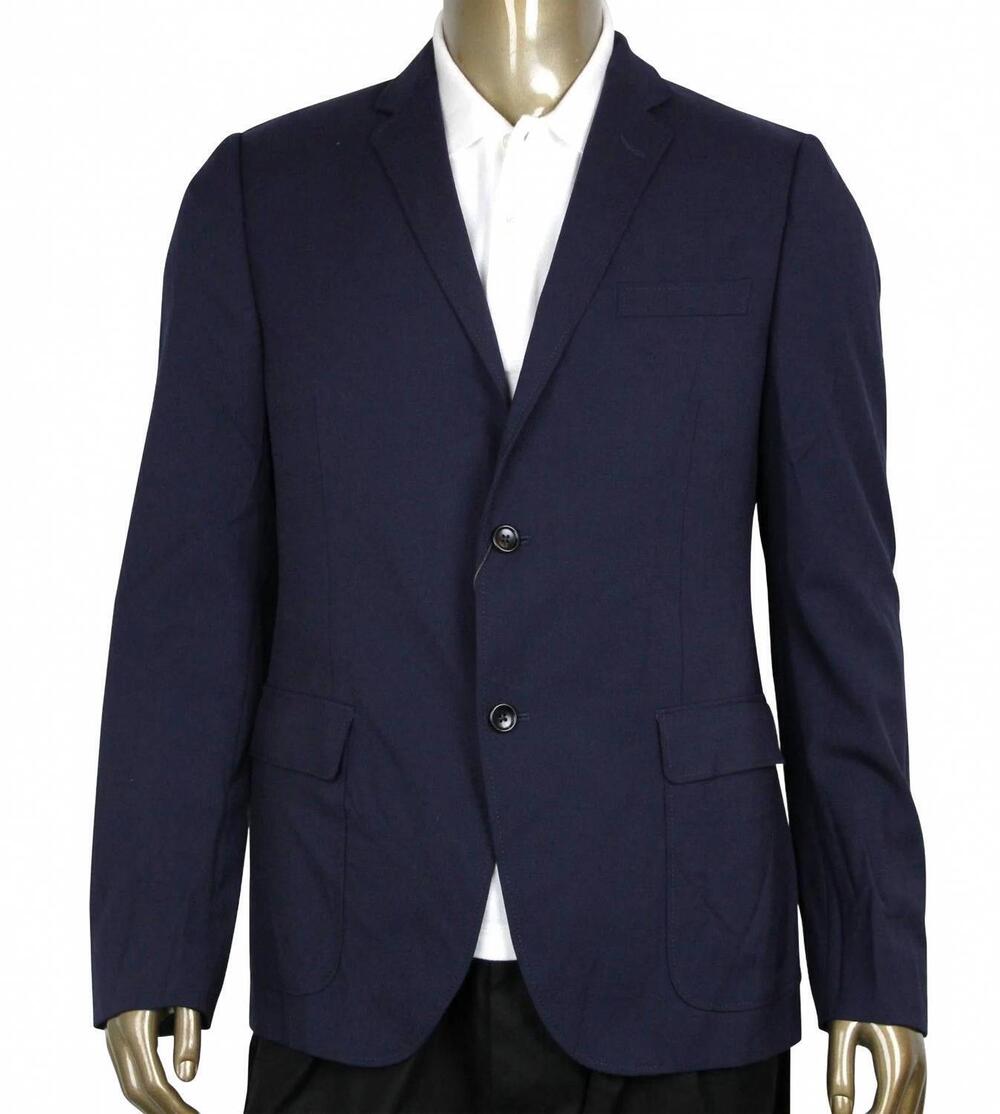 NEW GUCCI men's formal 2 buttons polyester wool elastane jacket in blue